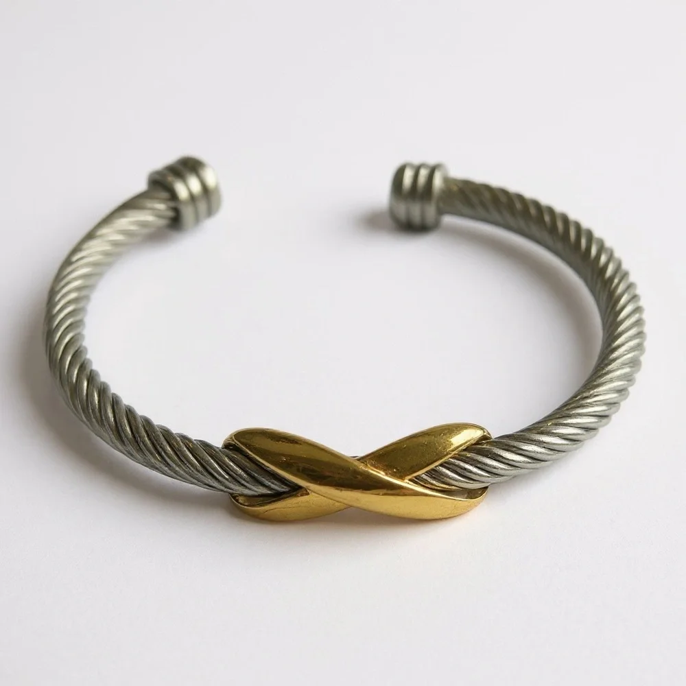Elegant Silver and Gold Twist Bracelet NWOT